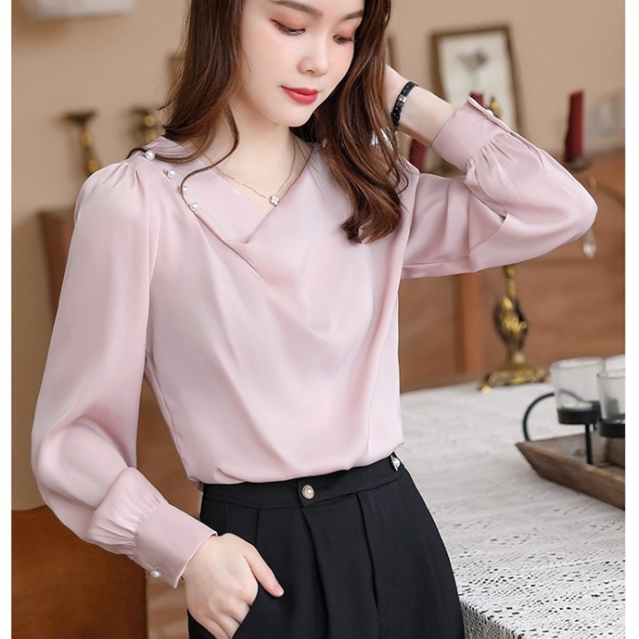 レディース シャツ エレガントオフィスシャツ 2色選び トップス ブラウス 春夏 オシャレ カジュアル風 きれいめ 長袖 着痩 