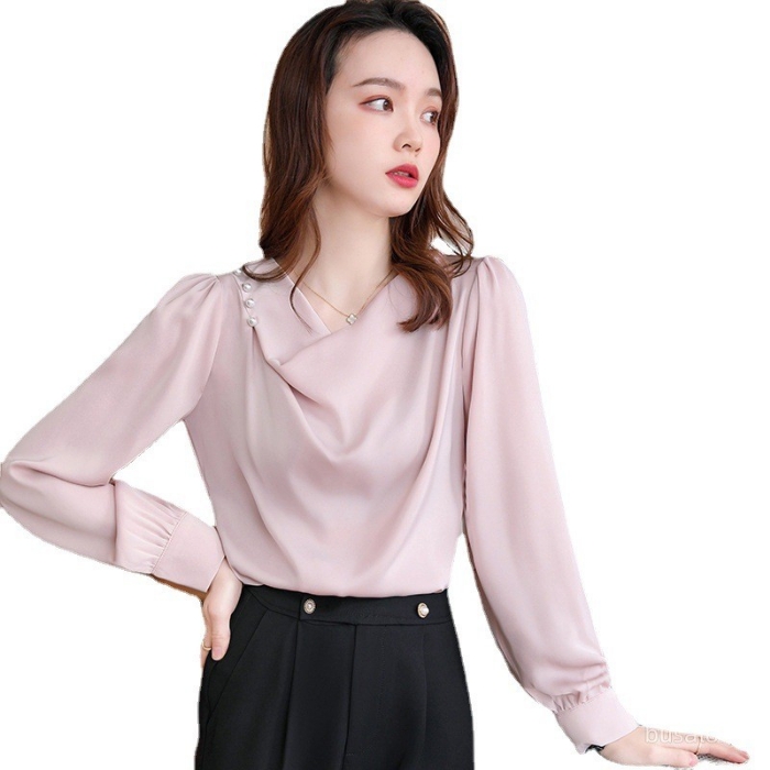 レディース シャツ エレガントオフィスシャツ 2色選び トップス ブラウス 春夏 オシャレ カジュアル風 きれいめ 長袖 着痩 