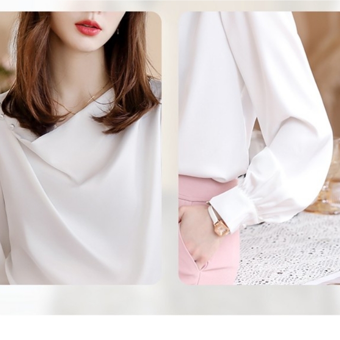 レディース シャツ エレガントオフィスシャツ 2色選び トップス ブラウス 春夏 オシャレ カジュアル風 きれいめ 長袖 着痩 