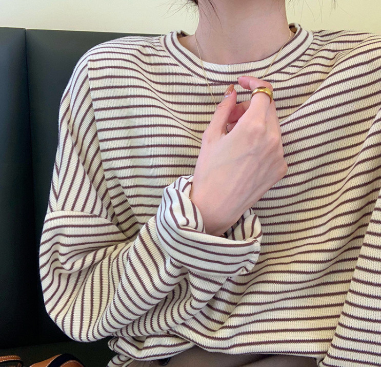 ボーダー柄 Tシャツ カットソー プルオーバー Tシャツ 長袖 ガードルマン シンプル カジュアル 長袖 きれいめ ゆったり カジュアル クルーネック 