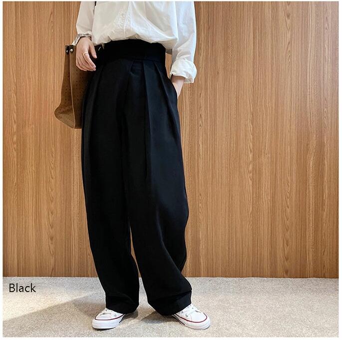 タックワイドパンツ レディース 春 秋 夏 ワイドパンツ イージーパンツ スラックス ハイウエスト 美脚 美シルエット アシンメトタック アンティカ 着痩せ 