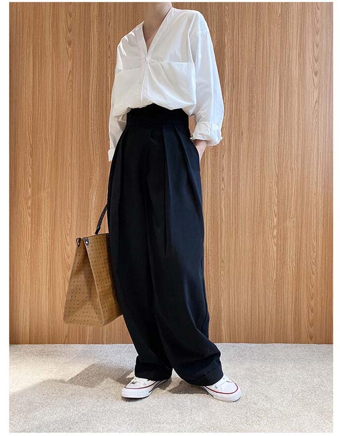 タックワイドパンツ レディース 春 秋 夏 ワイドパンツ イージーパンツ スラックス ハイウエスト 美脚 美シルエット アシンメトタック アンティカ 着痩せ 