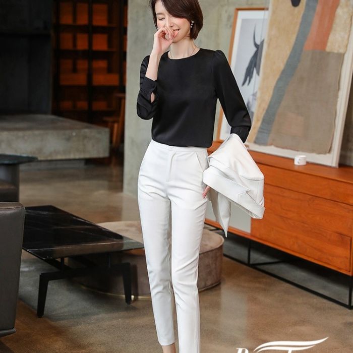 レディースシャツ オフィスシャツ 艶感有り3色選び トップス ブラウス 秋冬 カ オシャレ きれいめ 着痩 ジュアル風 