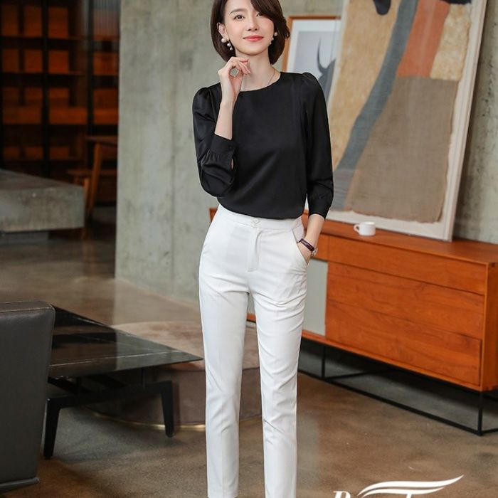 レディースシャツ オフィスシャツ 艶感有り3色選び トップス ブラウス 秋冬 カ オシャレ きれいめ 着痩 ジュアル風 