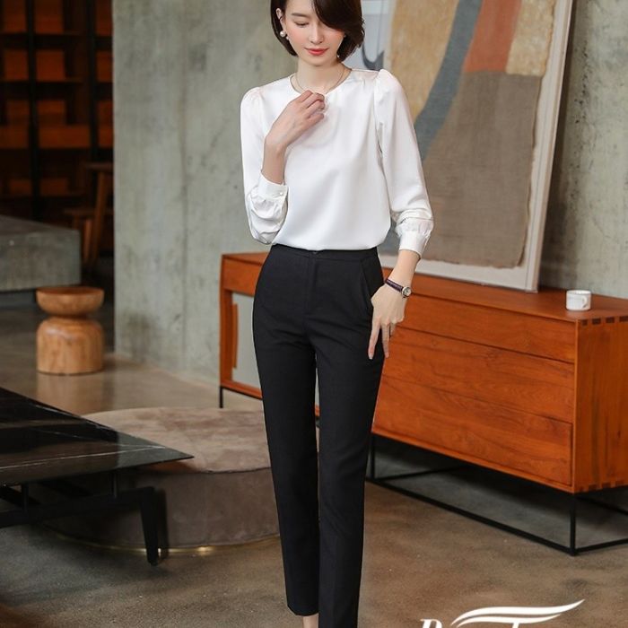 レディースシャツ オフィスシャツ 艶感有り3色選び トップス ブラウス 秋冬 カ オシャレ きれいめ 着痩 ジュアル風 