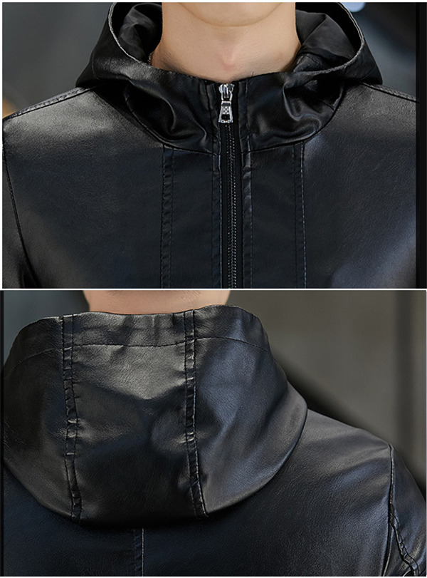 革ジャン メンズ レザージャケット ロング丈 コートバイク用 フード付き 裏起毛 薄手 ライダースジャケット アウター 着痩せ カッコイイ PU 無地 