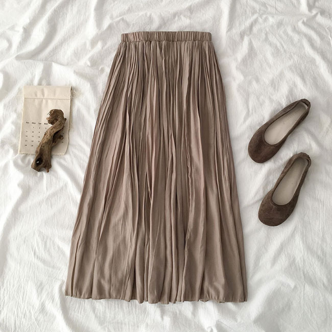 送料無料 プリーツスカート レディース ロングスカート Aライン ギャザースカート マキシ丈 ウエストゴム スカート サマースカート 裏地付き 夏 春秋 