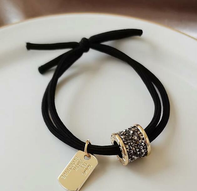 ヘアゴム 2色セットラインストーンリング2連結びヘアゴム 新発売セール  