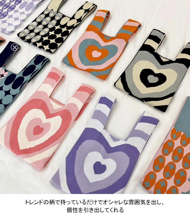 送料無料トートバッグ レディース 手提げバッグ サブバッグ ハンドバッグ 大容量 軽量 水玉 通学 手提げやすい ハード 通勤 可愛い ニット 買物 トート 