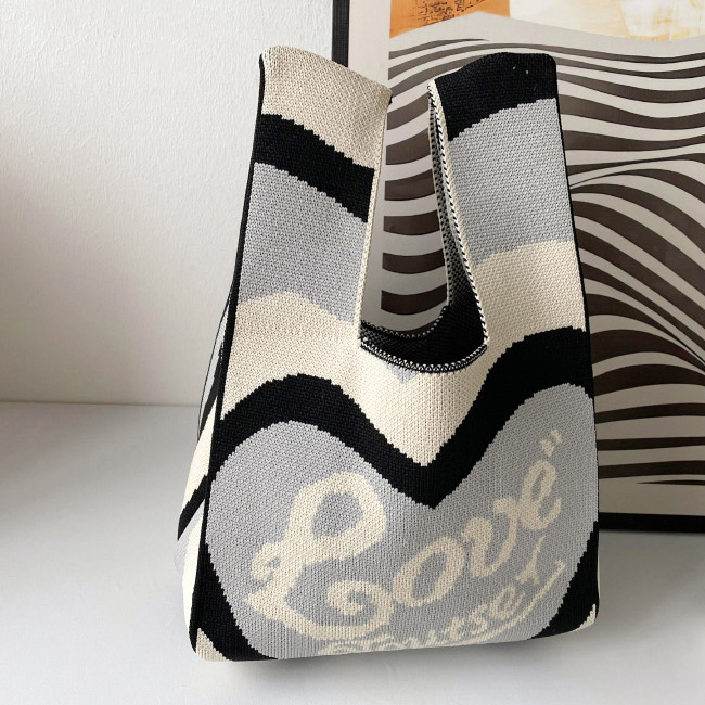 送料無料トートバッグ レディース 手提げバッグ サブバッグ ハンドバッグ 大容量 軽量 水玉 通学 手提げやすい ハード 通勤 可愛い ニット 買物 トート 