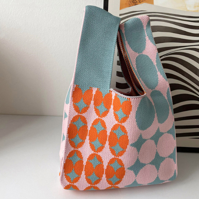 送料無料トートバッグ レディース 手提げバッグ サブバッグ ハンドバッグ 大容量 軽量 水玉 通学 手提げやすい ハード 通勤 可愛い ニット 買物 トート 