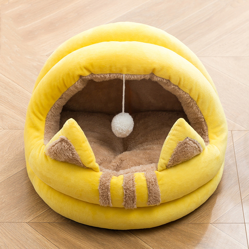 ペットベッド ドーム型 ペットハウス 秋冬用 犬ベッド 猫ベッド ふわふわ 滑り止め ボール付き 洗える おしゃれ 寒さ対策 可愛い ぐっすり眠れる キャットハウス