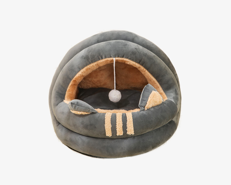 ペットベッド ドーム型 ペットハウス 秋冬用 犬ベッド 猫ベッド ふわふわ 滑り止め ボール付き 洗える おしゃれ 寒さ対策 可愛い ぐっすり眠れる キャットハウス