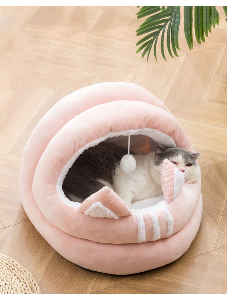 ペットベッド ドーム型 ペットハウス 秋冬用 犬ベッド 猫ベッド ふわふわ 滑り止め ボール付き 洗える おしゃれ 寒さ対策 可愛い ぐっすり眠れる キャットハウス
