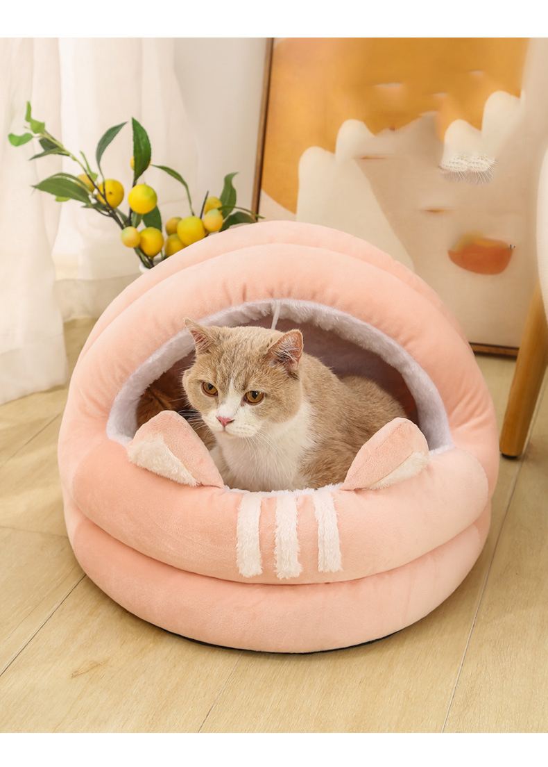 ペットベッド ドーム型 ペットハウス 秋冬用 犬ベッド 猫ベッド ふわふわ 滑り止め ボール付き 洗える おしゃれ 寒さ対策 可愛い ぐっすり眠れる キャットハウス