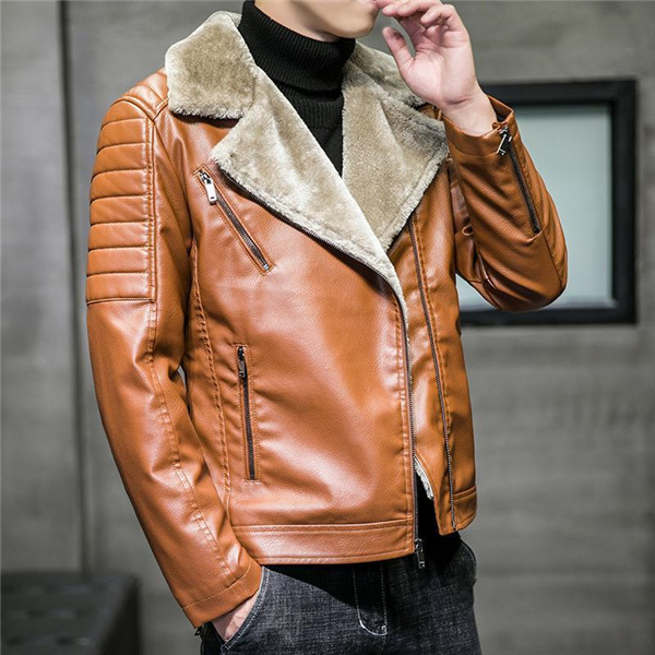 レザージャケット 革ジャン メンズ ブルゾン 裏起毛 アウターバイク ライダースジャケット 冬 着痩せ 開襟 テーラードジャケット 防風 秋冬 暖かい 