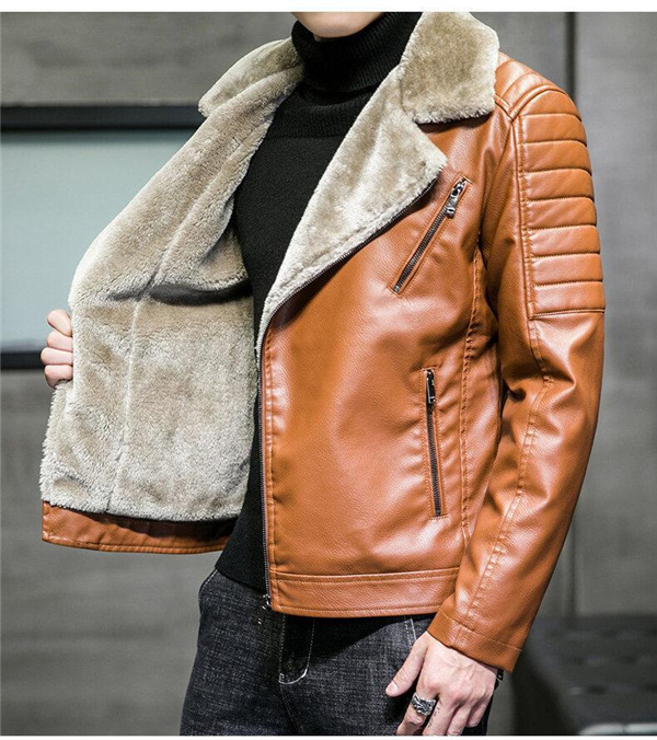 レザージャケット 革ジャン メンズ ブルゾン 裏起毛 アウターバイク ライダースジャケット 冬 着痩せ 開襟 テーラードジャケット 防風 秋冬 暖かい 