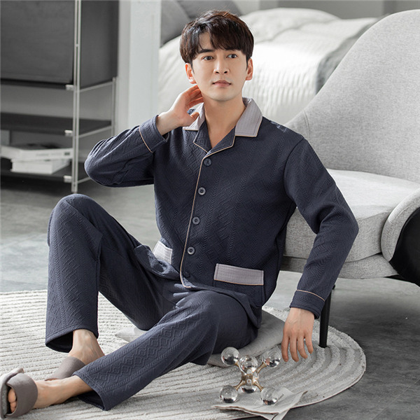 メンズ パジャマ キルトパジャマ 中綿 前開き ルームウェア 上下セット 部屋着 保温 秋冬 セットアップ 襟付き チェック柄 長袖長ズボン 寝間着 