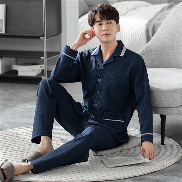 メンズ パジャマ キルトパジャマ 中綿 前開き ルームウェア 上下セット 部屋着 保温 秋冬 セットアップ 襟付き チェック柄 長袖長ズボン 寝間着 