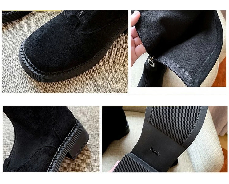 ジョッキーブーツ ニーハイブーツ ロングブーツ レディース 膝丈 靴 美脚 太ヒール 秋冬 ローヒール スエード 疲れにくい ゆったり 細見せ シンプル カジュアル 