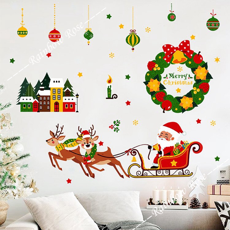 クリスマス 飾り 静電ステッカー 剥がせる 店舗飾り 雰囲気満 静電気シール MERRY 壁飾り CHRISTMAS 窓ステッカー 