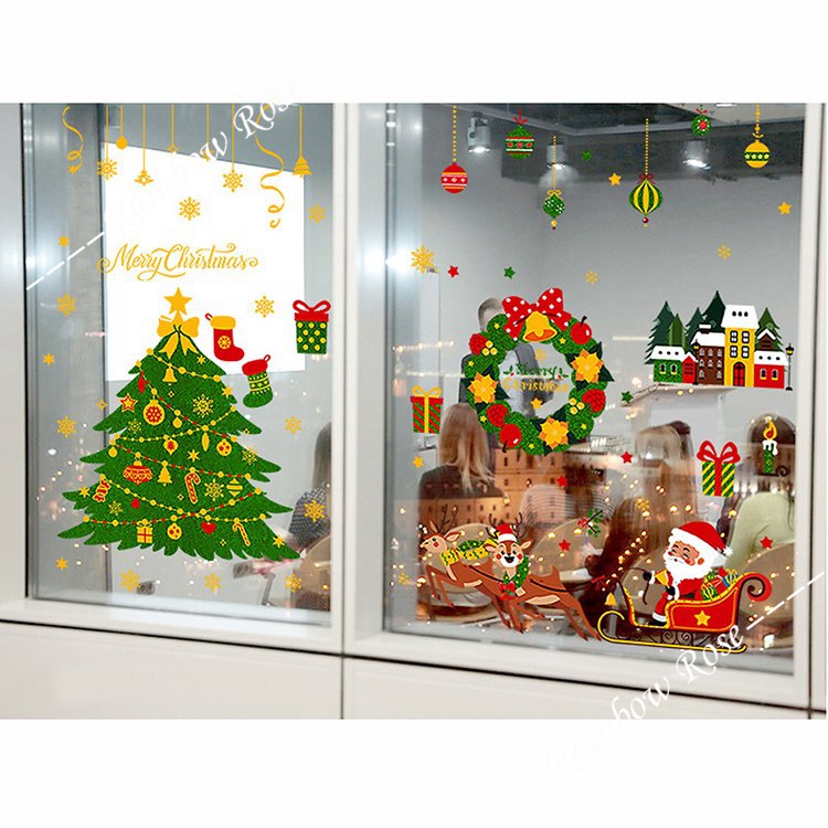クリスマス 飾り 静電ステッカー 剥がせる 店舗飾り 雰囲気満 静電気シール MERRY 壁飾り CHRISTMAS 窓ステッカー 