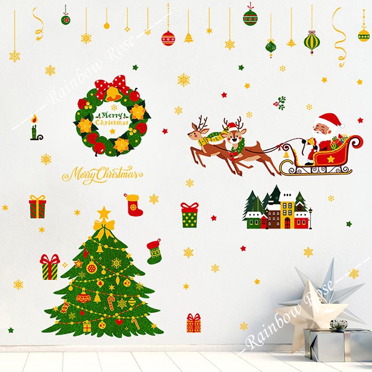 クリスマス 飾り 静電ステッカー 剥がせる 店舗飾り 雰囲気満 静電気シール MERRY 壁飾り CHRISTMAS 窓ステッカー 