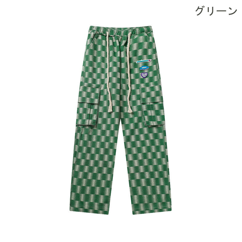 フラッグ チェック柄 カーゴパンツ 韓国 ストリート HIPHOP ダンス 原宿系 Y2K K-POP 衣装 レディース 