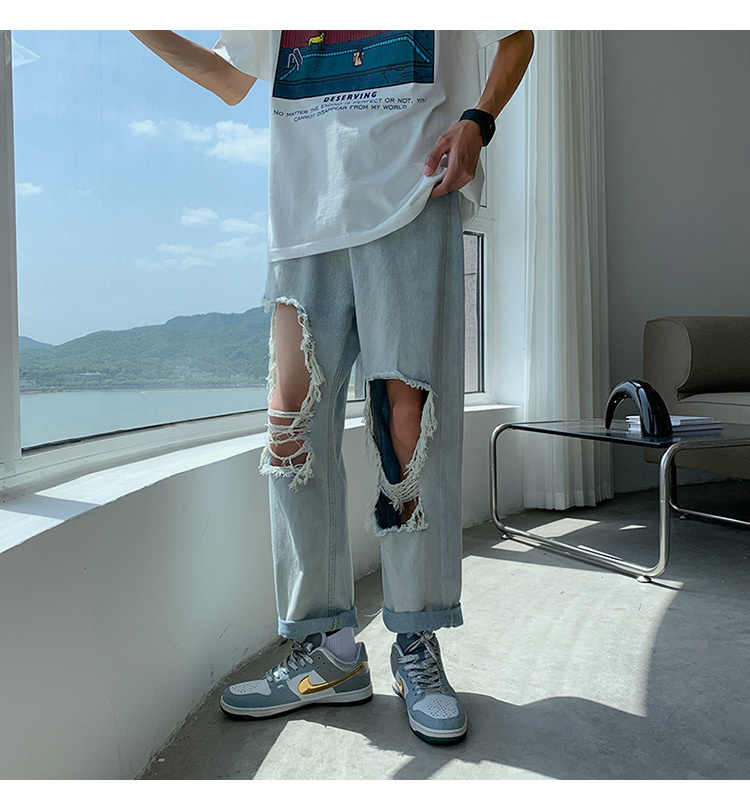 クダメージ デニム パンツ ジーンズ 韓国 ストリート HIPHOP Y2K K-POP レディース ダンス衣装 原宿系 