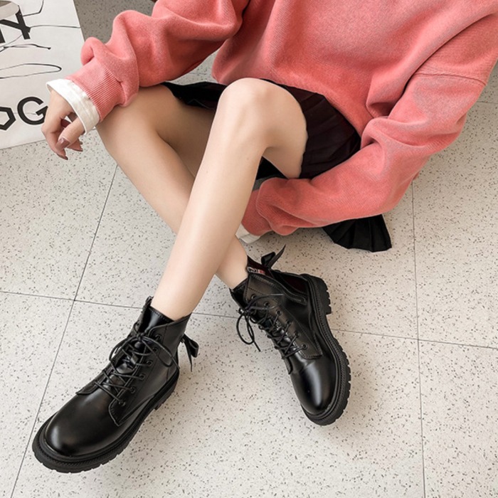 リボン バックシャン レースアップ ショートブーツ スニーカー ジッパー 歩きやすい 足長効果 厚底 疲れない 