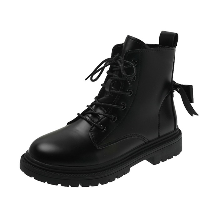 リボン バックシャン レースアップ ショートブーツ スニーカー ジッパー 歩きやすい 足長効果 厚底 疲れない 