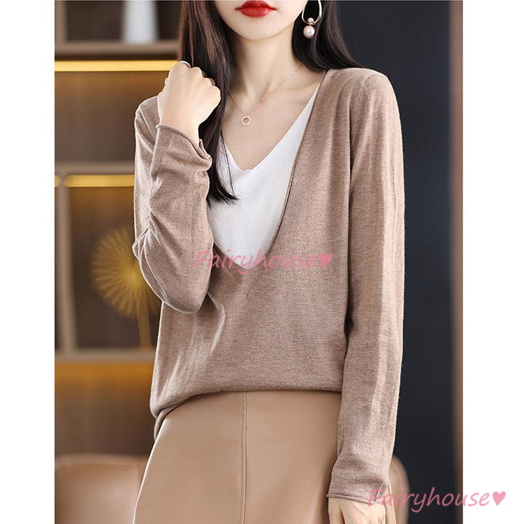 ニット セーター トップス レディース 秋冬 ラウンネック 着痩せ きれいめ 長袖ニット カジュアルニット ニットインナー 配色 通勤 オシャレ 