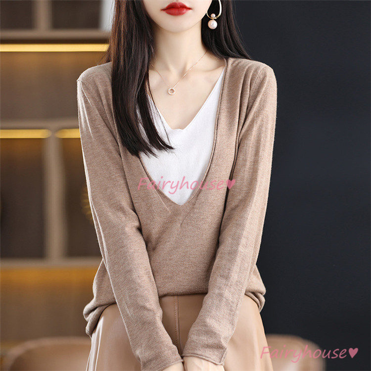 ニット セーター トップス レディース 秋冬 ラウンネック 着痩せ きれいめ 長袖ニット カジュアルニット ニットインナー 配色 通勤 オシャレ 