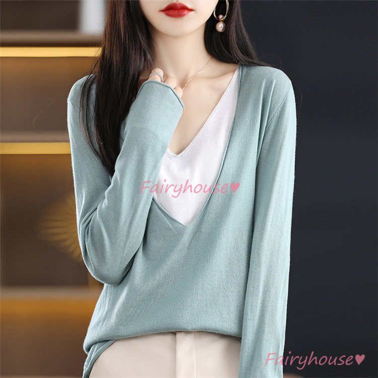 ニット セーター トップス レディース 秋冬 ラウンネック 着痩せ きれいめ 長袖ニット カジュアルニット ニットインナー 配色 通勤 オシャレ 