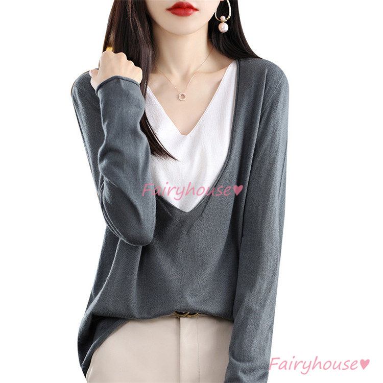 ニット セーター トップス レディース 秋冬 ラウンネック 着痩せ きれいめ 長袖ニット カジュアルニット ニットインナー 配色 通勤 オシャレ 