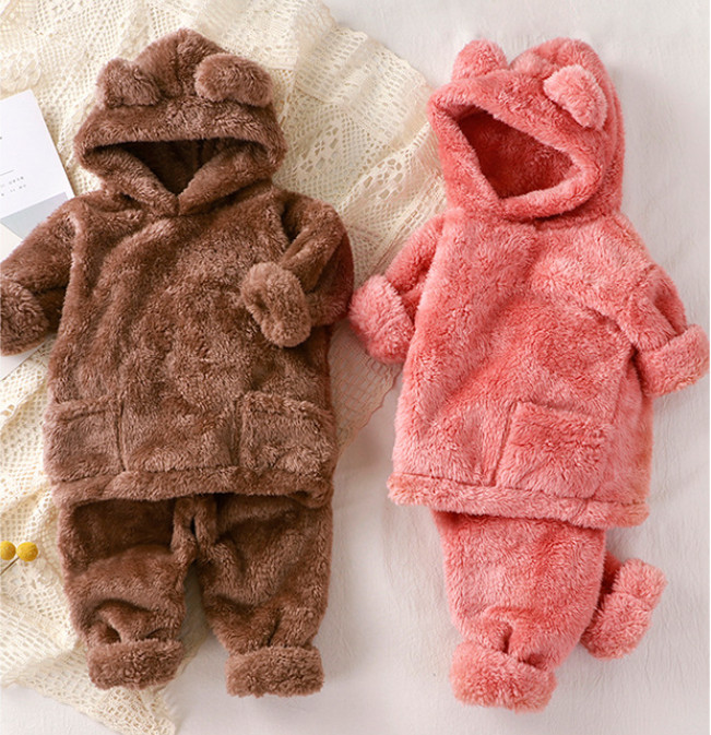 パジャマ キッズ 女の子 男の子 長袖 冬 ボパンツ ルームウェア クマパジャマ トップス 無地 厚手 子供 セットアップ もこもこ 伸縮性 部屋着 2点セット 