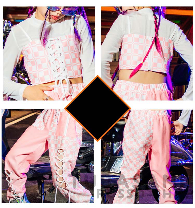 キッズ ダンス衣装 ガールズ 可愛い 白 ピンク チアガール 韓国 ラティス へそ出し ステージ衣装 ジャズダンス 練習着 応援団 チア ヒップホップ セット 