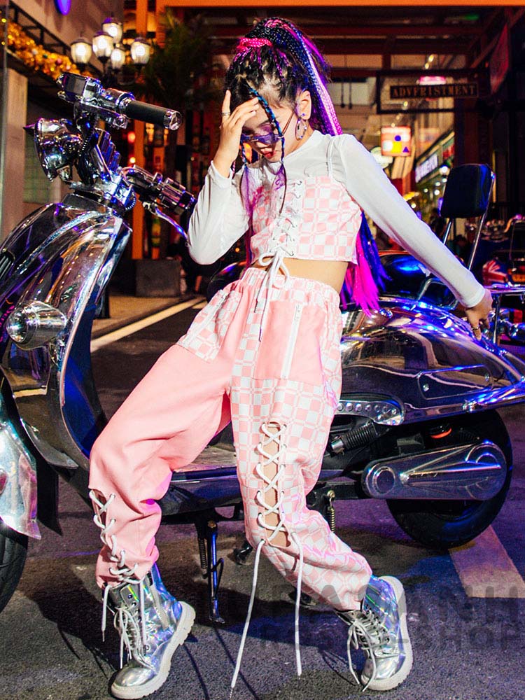 キッズ ダンス衣装 ガールズ 可愛い 白 ピンク チアガール 韓国 ラティス へそ出し ステージ衣装 ジャズダンス 練習着 応援団 チア ヒップホップ セット 