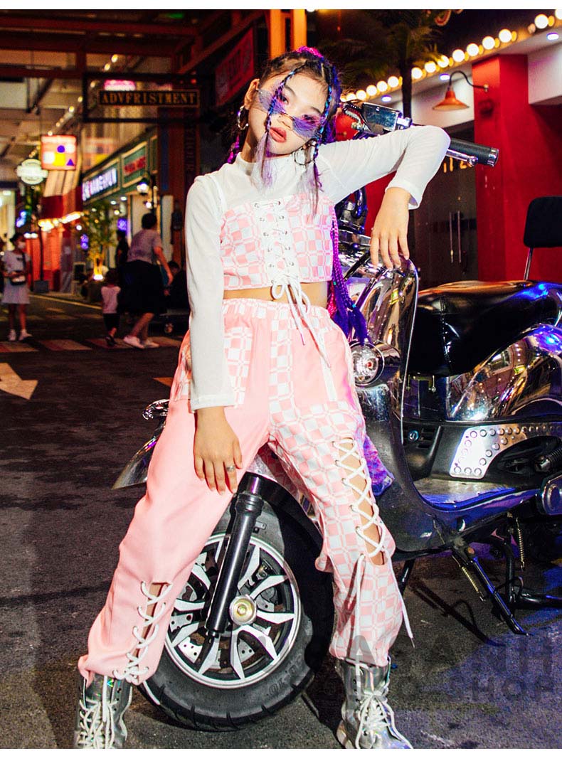 キッズ ダンス衣装 ガールズ 可愛い 白 ピンク チアガール 韓国 ラティス へそ出し ステージ衣装 ジャズダンス 練習着 応援団 チア ヒップホップ セット 