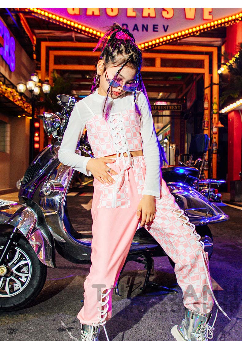 キッズ ダンス衣装 ガールズ 可愛い 白 ピンク チアガール 韓国 ラティス へそ出し ステージ衣装 ジャズダンス 練習着 応援団 チア ヒップホップ セット 