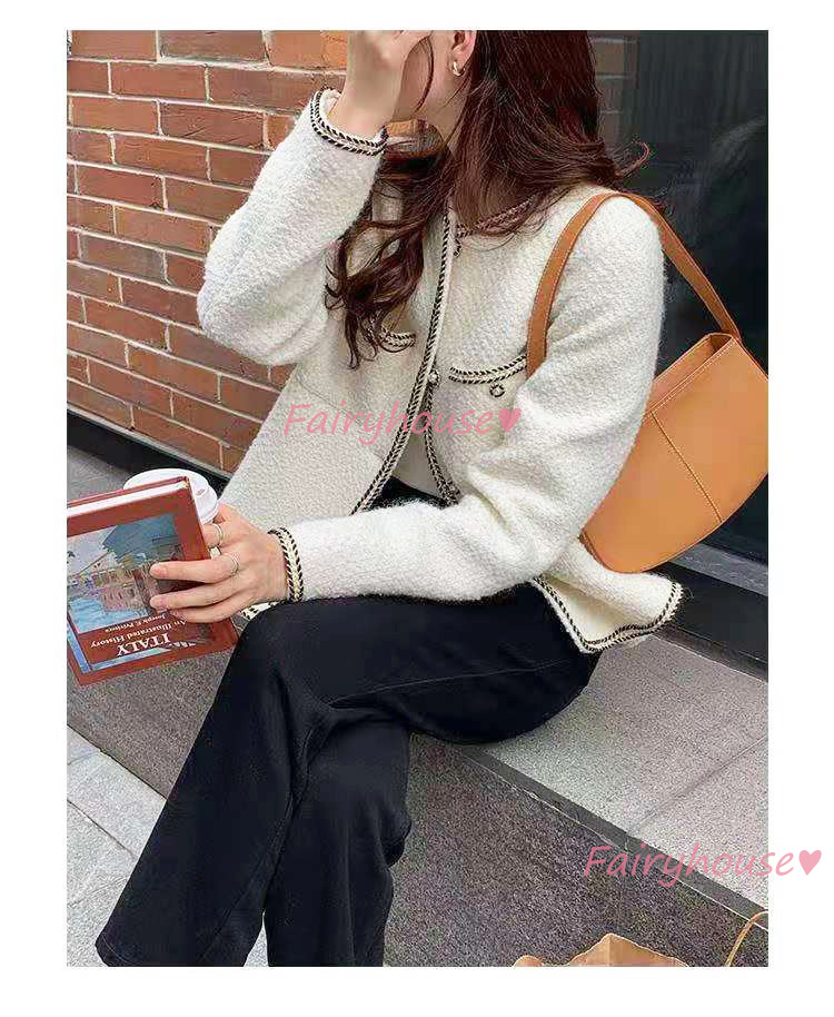 ツイードジャケット レディース 40代 長袖ノーカラージャケット 黒ショット丈ツイードコート 春コートアウター 卒業式30代 秋服 50代 大人韓国風 通勤OL 入学式 