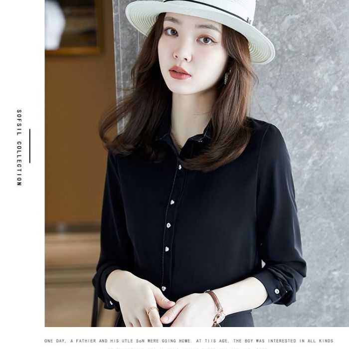 レディース シャツ オフィスシャツ 2色選び トップス Vネック カジュアル風 秋冬 きれいめ ブラウス 長袖 オシャレ 着痩 