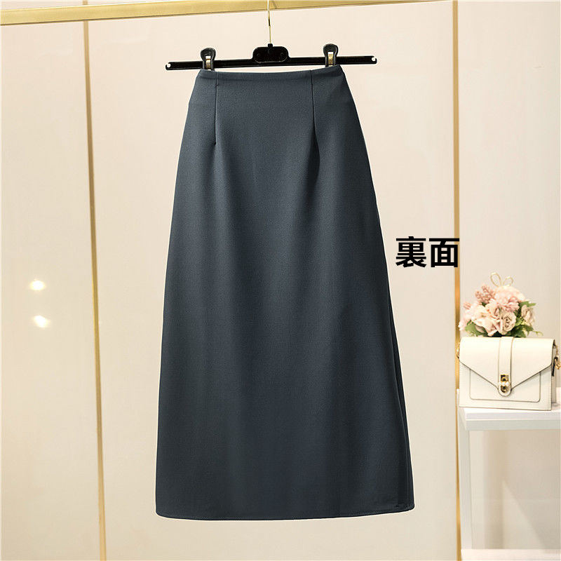 お取り寄せ商品 スカート レディース タイトスカート 3COLORS S-2XL スーツ風 ミディアム丈 ハイウエスト サッシュベルト付け ファスナー スリット シンプル 