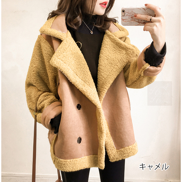 ムートンコート ムートンジャケット ムートン ライダースジャケット ボア フェイクファー レディース あすつく ゆったり 体型カバー 秋冬 送料無料 