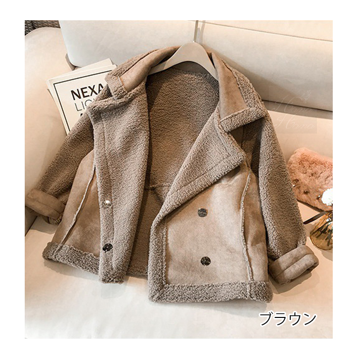 ムートンコート ムートンジャケット ムートン ライダースジャケット ボア フェイクファー レディース あすつく ゆったり 体型カバー 秋冬 送料無料 