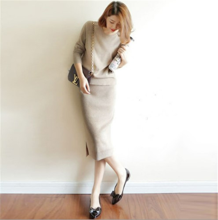 ニットセットアップ レディース 40代 秋冬 長袖 ニット ロング丈 無地 セットアップ 韓国風 オフィス スカート オシャレ 2点セット セーター カジュアル 