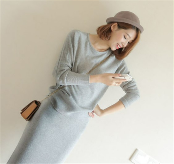 ニットセットアップ レディース 40代 秋冬 長袖 ニット ロング丈 無地 セットアップ 韓国風 オフィス スカート オシャレ 2点セット セーター カジュアル 