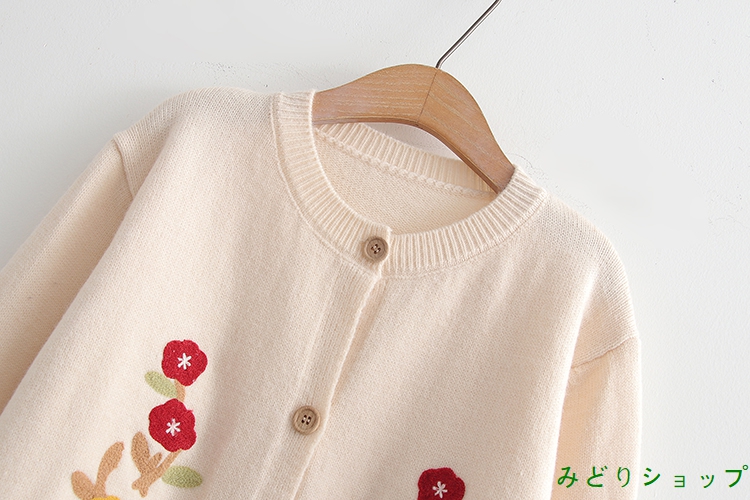 アウター カーディガン ニット 花柄 長袖 森ガール レディース 