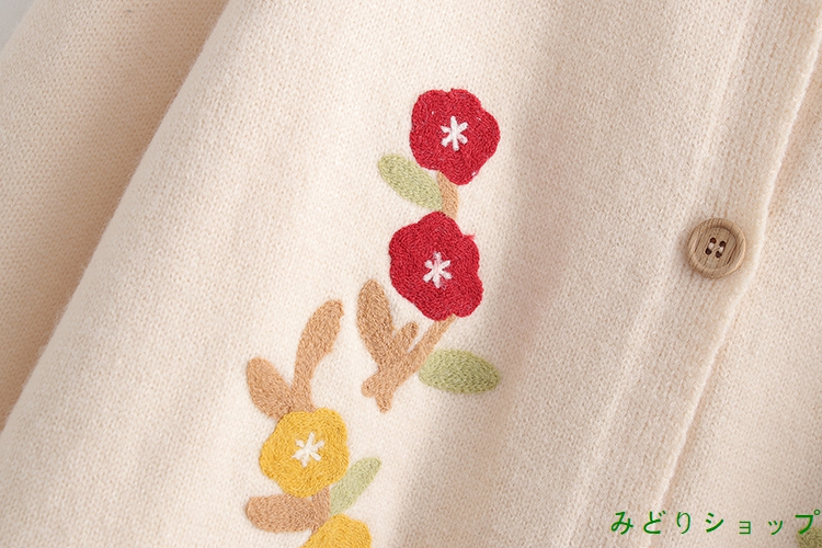 アウター カーディガン ニット 花柄 長袖 森ガール レディース 