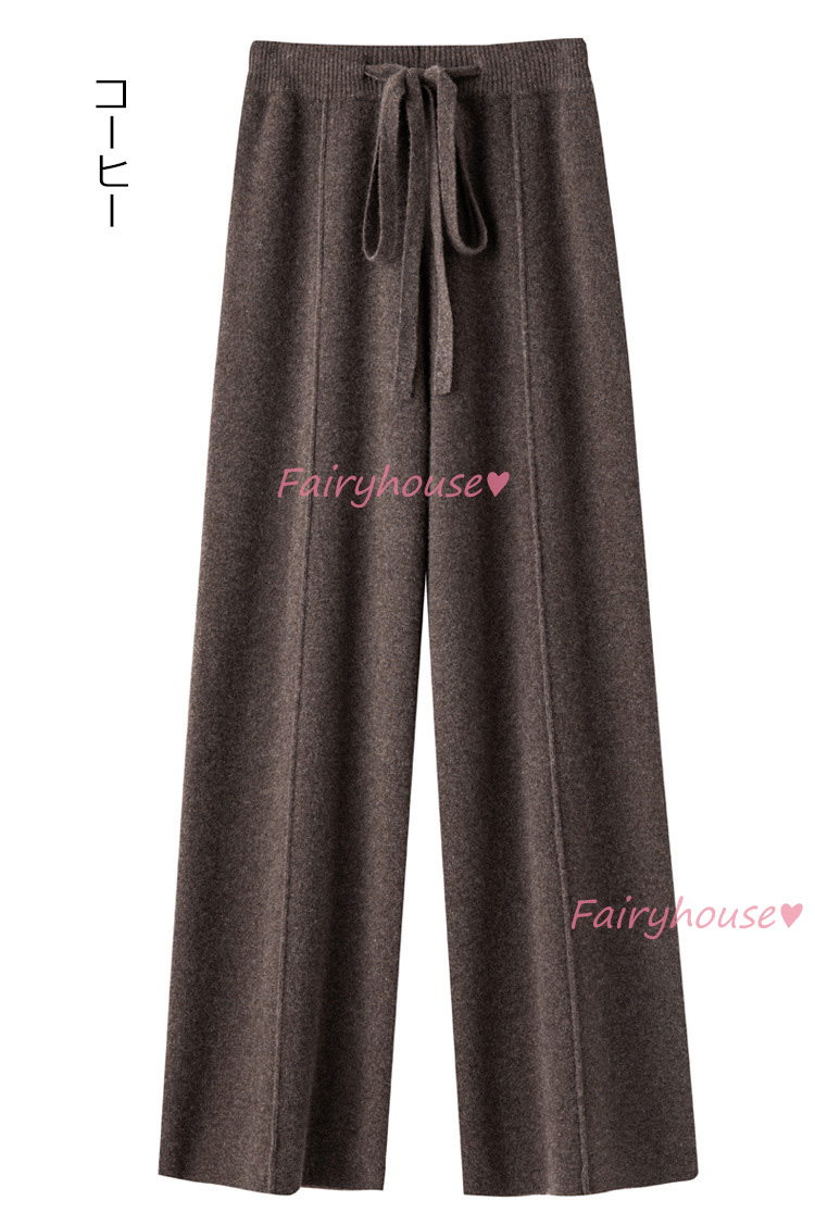 ニットワイドパンツ レディース 秋冬 ロング丈 セーター ストレートズボン 黒ボ大きいサイズ カジュアル韓国風 体型カバー40代50代30代 おしゃれ 通勤 